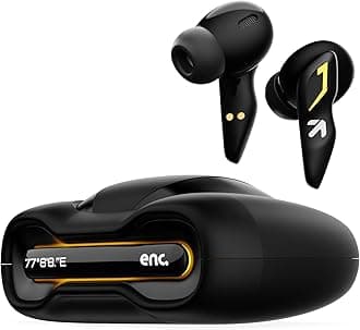 GOBOULT UFO Truly Wireless in Ear Earbuds with 48H Playtime, Built-in App Support, 45ms Low Latency Gaming, 4 Mics ENC, Breathing LEDs, 13mm Bass Drivers Ear Buds TWS, (Black Gloss).