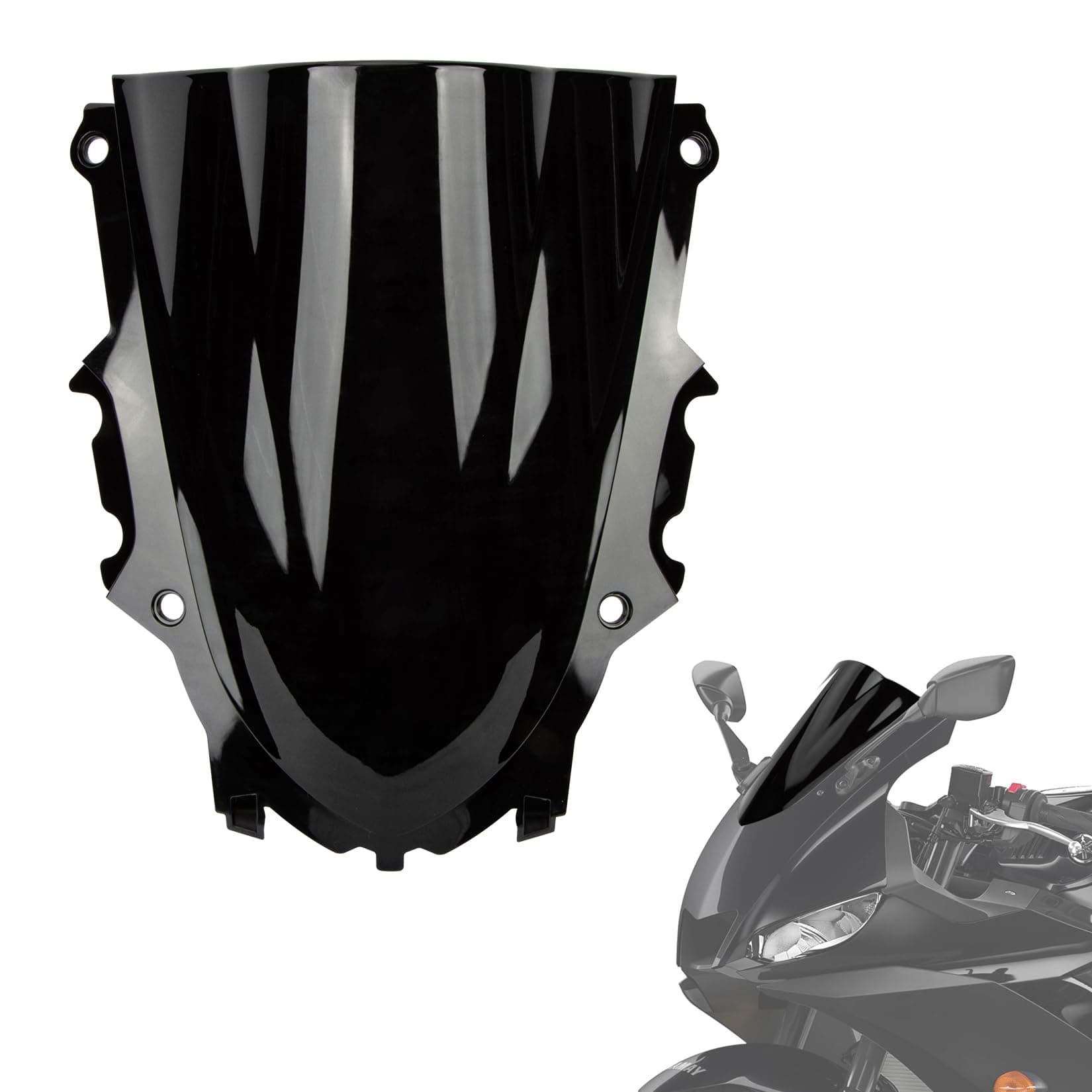 PSLER Windshield Windscreen Double Bubble for YZF R3 R25 2019-2025 Black