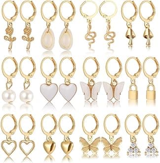 Shining Diva Fashion 12 Pairs Combo Set Latest Stylish Drop Earrings for Women and Girls (15859er)