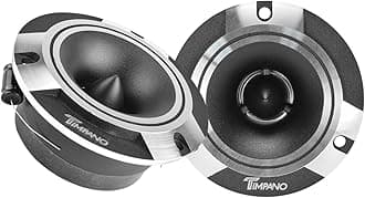 Timpano TPT-ST2 Chrome Slim Super Tweeter, 600 Watts 4 Ohm, 105 dB, 1 in Voice Coil, 3.85 inch Pro Car Sound System Bullet Tweeters (Pair)