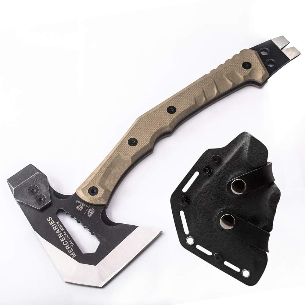 Mercenarys Tactical Engineer Axes Multifunctional Explosion-Proof Axe Camping Artillery Fire Rescue Hammer Hiking Tools,Black