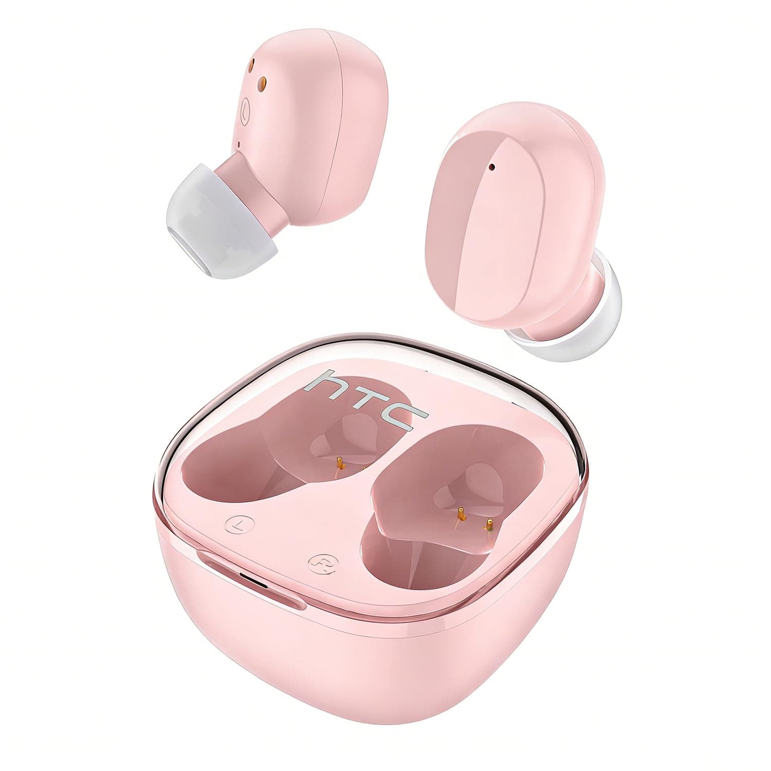 True Wireless Earbuds 6 Bluetooth 5.3 in Ear Stereo Headphones Touch Control with Built-in Microphone, Wireless Noise Cancelling Earbuds 22H Playtime with Charging Case for Android and iOS- Pink