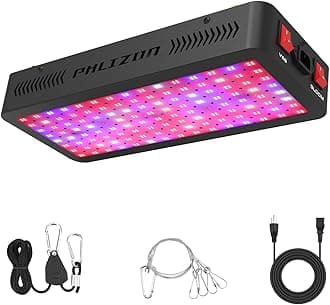 Newest 1200W LED Plant Grow Light,with Thermometer Humidity Monitor,with Adjustable Rope,Full Spectrum Double Switch Plant Light for Indoor Plants Veg and Flower- 1200W(10W LEDs 120Pcs)