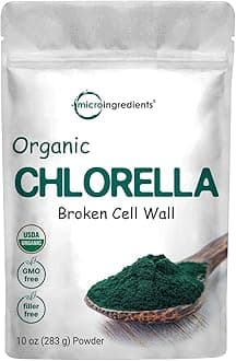 Organic Chlorella Powder, 10 Ounce, Broken Cell Wall, Rich in Vegan Proteins & Vitamins, Raw, Bulk Premium Chlorella Supplement, Vegan Friendly, Non-Irradiation