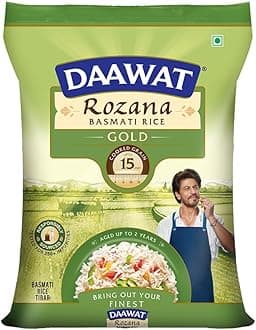 Daawat Rozana Gold Basmati Rice 5Kg| For Everyday Consumption| Cooked Grain U...