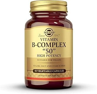 Vitamin B-Complex ''50'' Vegetable Capsules - Pack of 50 - High Potency Daily Capsule - Supports Mental Performance, Reduces Fatigue - For Busy and Active Lifestyles - With Thiamine, Riboflavin, Folic Acid - Vegan