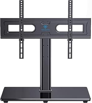 PERLESMITHUniversal TV Stand Table Top TV Base for 37-70 inch LCD LED OLED 4K Flat Screen TVs-Height Adjustable TV Mount Stand with Tempered Glass Base, VESA 600x400mm, Holds up to 99lbs PSTVS11