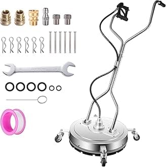 20" Pressure Washer Surface Cleaner with 4 Wheels-Stainless Steel Dual Handle Stainless Steel Power Washer Accessories for Concrete Driveways Sidewalks Patios Cleaning