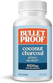 Bulletproof Coconut Charcoal Detox and Gas Relief Capsules, 90 Count, Sourced from 100% Coconut Shells, Activated Charcoal for Bloating Support