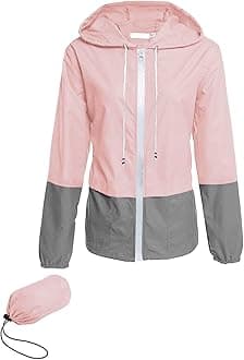 AvoogueRaincoat Women Lightweight Waterproof Rain Jackets Packable Outdoor Hooded Windbreaker