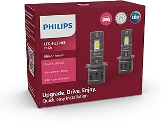Philips Ultinon Access LED car headlight bulb (H3), ultra-compact direct-fit, 80%, 6.000K, set of 2