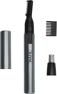 Micro Groomsman Battery Personal Trimmer for Hygienic Grooming with Rinseable, Interchangeable Heads for Eyebrows, Neckline, Nose, Ears, & Other Detailing - 05640-600