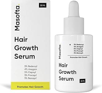 Masofta Hair Growth Serum For Density, Hair fall Control with 3% Redensyl, 5% Capixyl, 4% Anagain, 3% Procapil & 3% Baicapil, Rosemary & Biotin For Both Men & Women, 1.01 fl.oz./30ML