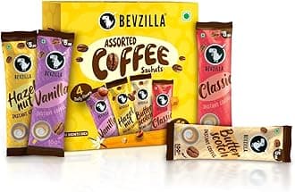 48 Instant Coffee Powder Sachets (4 Flavours) - 96 Grams | Hazelnut, Classic, Vanilla & Butterscotch | 12 pouches Each Flavour | Arabica Coffee | Perfact for Espresso, Latte,Cappuccino | Hot