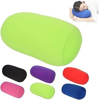 Microbead Bolster Tube Pillow Travel Essentials Body Cushion Cylinder Bean Bag Throw Pillow Neck Arm Back Support for Plane Car Travel Recliner Sleeping Home Gift (Green)