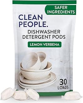 The Clean People Dishwasher Pods - Cuts Grease & Rinses Sparkling Clean - Residue-Free - Phosphate Free Dishwashing Pods - Lemon, 30 Pack