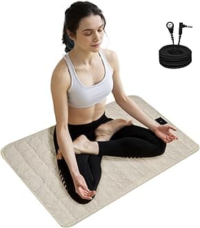 Grounding Mat Cotton EMF Grounding Anti-Slip Mat Grounding Sleep Sheet with 15ft Earth Mat Cloud Bedding Pad for Stress Relief