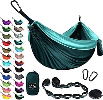 Gold Armour Camping Hammock - XL Double Hammock Portable Hammock Camping Accessories Gear for Outdoor Indoor with Tree Straps, USA Based Brand (Turquoise and Seafoam)