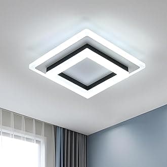 Comely LED Ceiling Light, 24W Modern Ceiling Lamp LED Black, Creative Geometry Design Acrylic Ceiling Lighting for Bedroom Kitchen Hallway, Cool White 6500K