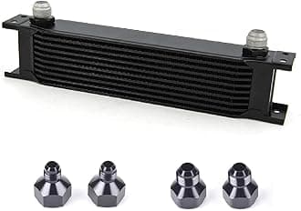 10 Row AN10-10AN Stacked Plate Oil Cooler With 6AN 8AN Adapter Universal Engine Transmission British Radiator Oil Cooler Condenser Aluminium Alloy Black