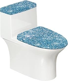 Blue Bling Toilet Lid,Tank Lid Dust Cover Machine Washable Anti-Slip with Elastic Edge Bathroom Christmas Decoration Maxi 17 × 21 Inch