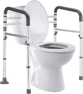 FSA/HSA Eligible Safety Rails, Adjustable Toilet Frame for Elderly, Seniors, Handicap & Disabled With Handles, Foldable Rails Fit Any Toilets (300 LB)