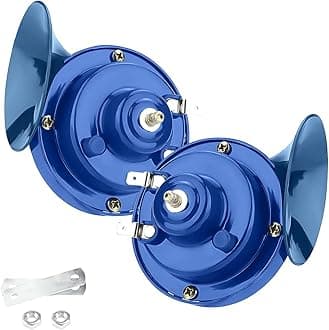 2 x Super Loud Train Horns Electric Snail Double Horn 12V Waterproof Air Horn Replacement Kit Automotive Accessories Universal for Car Motorcycle Truck Bike Boat (Blue)