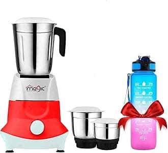 Mixer Grinder for Kitchen - 3 Jars 500 Watt Mixie - Chutney Jar, Dry Grinder Jar & Liquidizing Jar used as Wet Grinder & Blender for Milkshake, Smoothie, Puree -Stainless Steel Blades