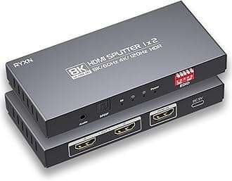 8K HDMI Splitter 1 in 2 Out 4K@120Hz 8K@60Hz HDMI 2.1 Splitter, Supports Audio Extractor, HDCP 2.3, EDID, HDMI Audio Out, for PS5/PS4, Xbox, Fire Stick, Blu-ray Player, Hue Sync Box