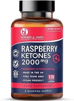 HOWARD & JAMES Raspberry Ketones 120 Capsules 2000mg Daily Serving | Vegetarian Vegan Friendly Capsules | Max Strength for Men or for Women (120 Capsules)