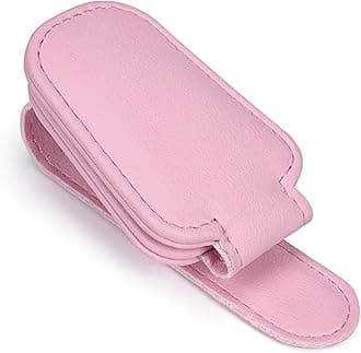 KIWEN 2 Packs Sunglasses Holders for Car Visor, Magnetic Leather Glasses Eyeglass Clip for Car, Ticket Card Clip Sunglasses Mount, Car Visor Accessories Gadgets (2, Pink)