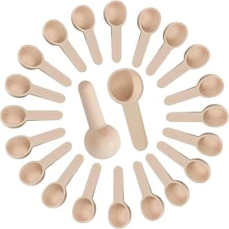Pack of 20 Round Wooden Spoons Handmade, Wooden Teaspoons, Small Kitchen Spoons, Multi-Purpose, Environmental Protection for Condiments Sugar Salt Jam