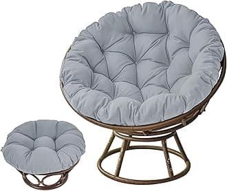 Large Round Papasan Chair Cushion, Thick Outdoor Rocking Chair Cushion, Rattan Hanging Basket Cushion, Egg Nest Replacement Pad(Gray,60 * 60cm)