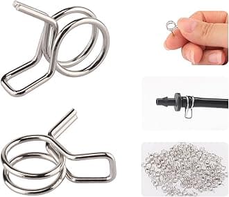 1/4" Irrigation Hose Clamp, 100 pcs Double Wire Line Hose Tube Spring Clips, Solution for Leaking of Drip Irrigation Kit Connector