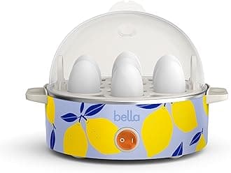 bella Electric Egg Cooker, 7 Eggs Capacity Tray, Single Stack, for Poached, Scrambled, Hard, Medium & Soft Boiled Eggs, Omelets and Steamed Dumplings, Auto Shutoff, 360 Watt, Blue Lemon Drop