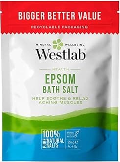 Westlab - Reviving Epsom Salt - 2kg Resealable Pouch - 100% Natural, Pure & Unscented Mineral Salts - Supports Sleep and Relieves Aching Muscles (Packing may vary).