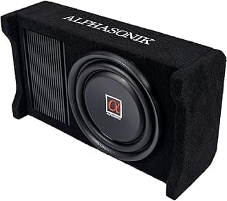 Alphasonik AS80A 8" 600 Watts with a Built-in Amplifier Down-Firing Shallow Mount Enclosed for Tight Spaces in Cars and Trucks, Slim Thin Loaded Subwoofer Air Tight Sealed Bass Enclosure