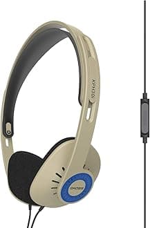 Koss KPH30i On-Ear Headphones | in-Line Microphone & Remote | Lightweight | Deep Bass | Rhythm Beige