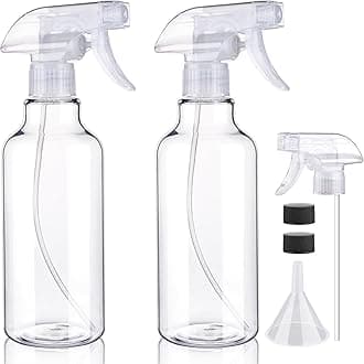 Plastic Spray Bottles Empty Spray Bottle 16.9oz/500ml 2 Pack Heavy Duty Spraying Bottles Mist/Stream Water Bottle for Cleaning Solutions, Essential Oils, Hair (Clear)