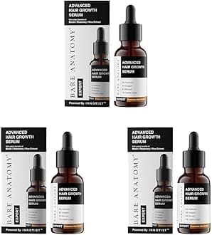 Bare Anatomy Advanced Hair Growth Serum | 3% Redensyl, 4% Anagain, 3% Baicapil, 1% Capilia Longa, Rosemary, Biotin & Rice Extract | Hairfall control & Hair Density | Women & Men | (30ml-Pack of 3)