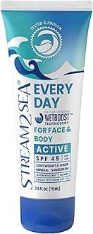 SPF 45 Every Day Active Mineral Sunscreen | 2.5 Fl Oz Biodegradable & Reef Safe Sunscreen for Face & Body | Non-Greasy, Lightweight & Sheer Mineral Protection Against UVA & UVB by