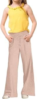 Girls Oversized Wide Leg Sweatpants Drawstring Kids Baggy Straight Leg Track Pants Casual Plain Pockets