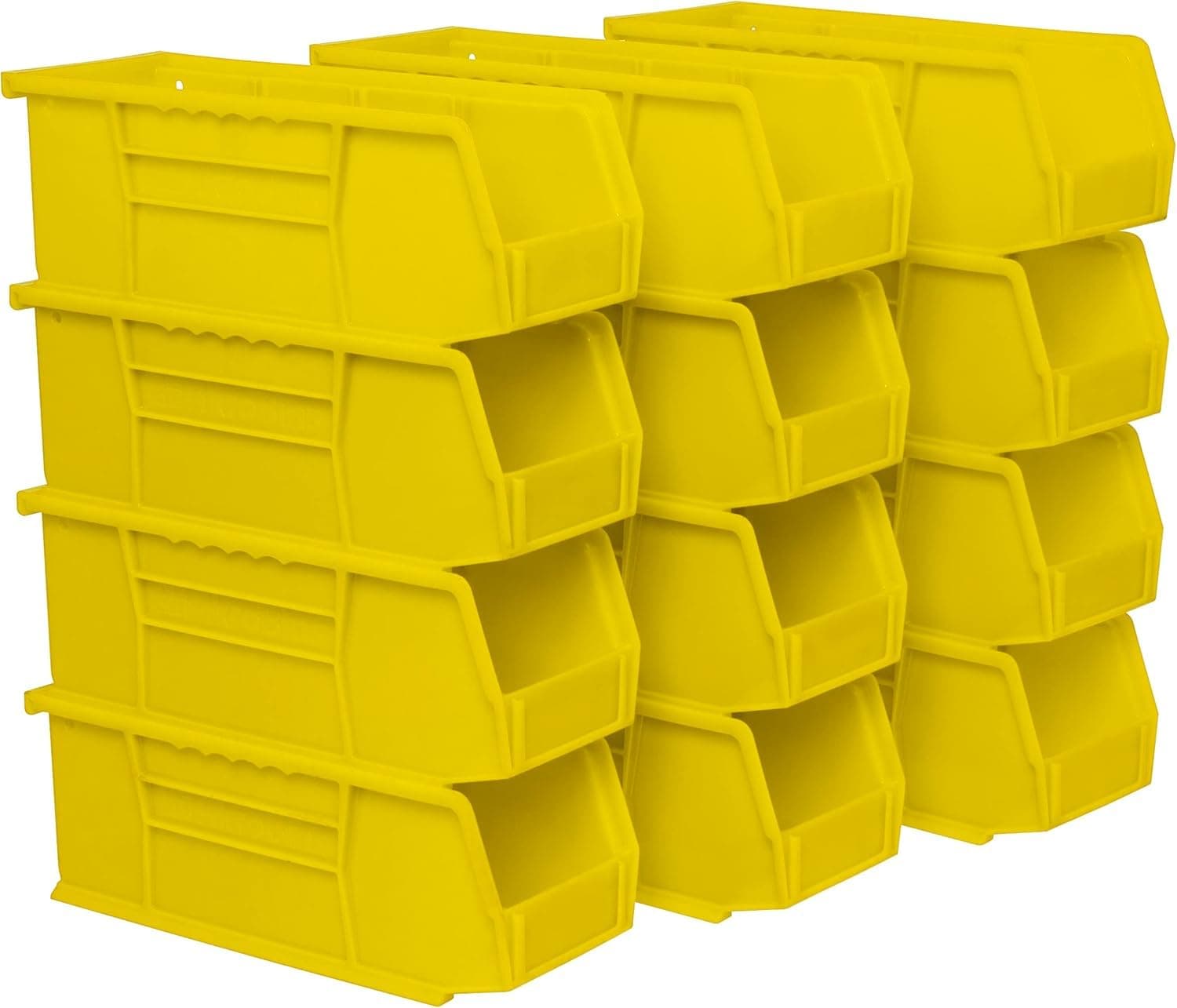 Akro-Mils 30224 AkroBins Plastic Storage Bins, Space-Saving Stackable Bins for Garage, Pantry, Craft Organization, 11" L x 4" W x 4" H, Yellow, 12-Pack