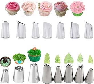 Symphony Wire Fonda Tips, 5 Pcs Set Leaves Stainless Steel Icing Piping Nozzles for Pastry Fondant Tools (Leaf), greed