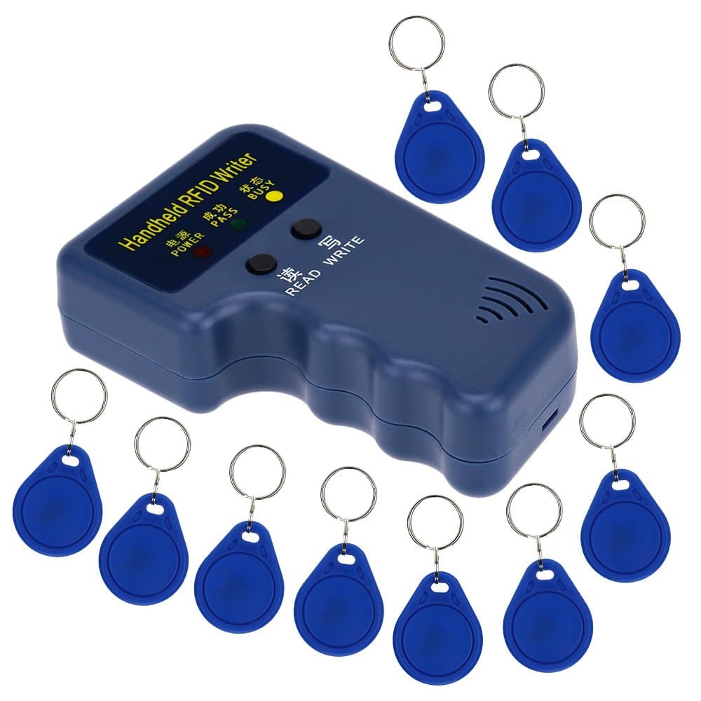 LIBO Handheld 125khz RFID Duplicator Key Copier Reader Writer ID Card Cloner Programmer + 10pcs Writable EM4305/T5577 Key Cards Keyfobs