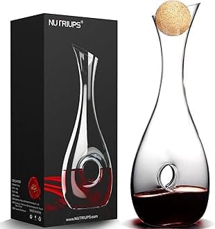 Wine Decanter with Stopper,1.2L, Lead-Free, Hand Blown, Red Wine Decanters Set