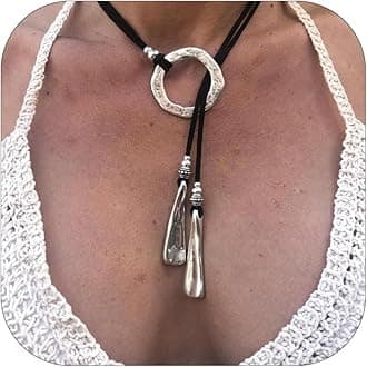 Roe Dolph Boho Necklaces for Women Trendy Western Country Concert Outfits Accessories Brown Suede Choker Necklace Layered Leather Necklaces Boho Western Jewelry Cowboy Cowgirl Outfits Jewelry