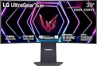 LG 39GS95QE 39-inch UltraGear OLED Curved Gaming Monitor WQHD 800R 240Hz 0.03ms DisplayHDR True Black 400 AMD FreeSync Premium Pro NVIDIA G-Sync HDMI 2.1 DisplayPort Tilt/Height/Swivel Stand Black