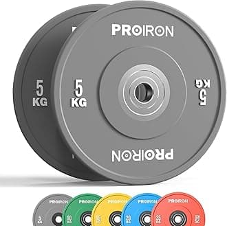 Olympic Rubber Bumper Plates,Floor Protective Weight Plates,2" Solid Weight Plates for Barbell Strength Training and Weight Lifting,Less Impact, Absorb Bounce & Shock,5KG(11LB)/10KG(22LB)/15KG(33LB)/20KG(44LB),Single or Pair