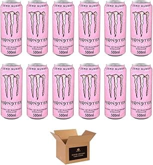 Monster Energy Drink Flavours | Juiced, Zero Sugar, Ultra, Monarch, Fiesta Mango, Strawberry Dreams, VR46, Punch | High Caffeine Sports Energy Drink (Ultra Strawberry Dreams - 500ml x 12Pack)